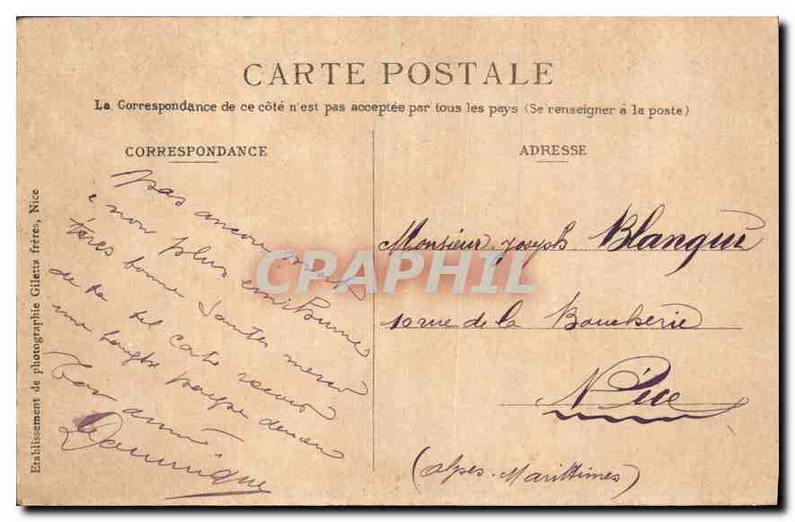 CPA Souvenir de Monte Carlo  — Rückseite