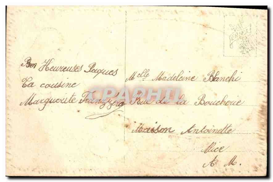 CPA Pâques Poussin Fleurs — Rückseite