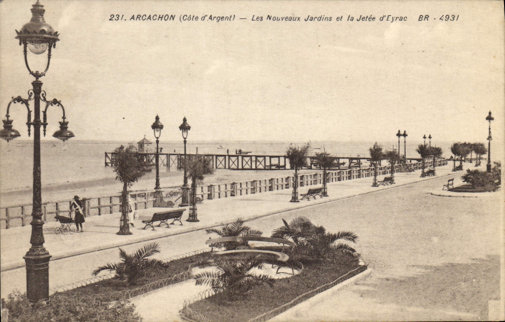 Arcachon (Côte d'Argent) — Les Nouveaux Jardins et la Jetée d'Eyrac — BR - 4931