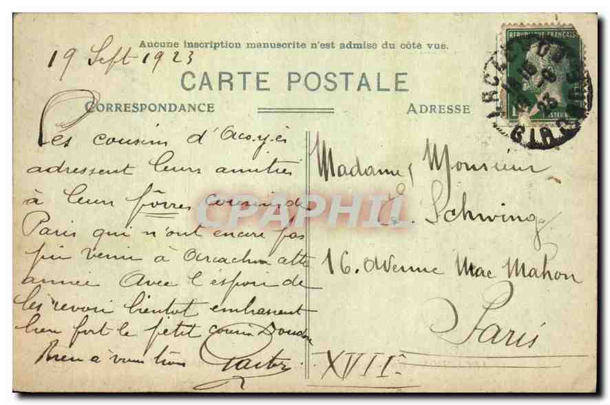 Arcachon - Un coin de la Plage, vue prise du Grand Hôtel — éditeur R.P. n°10 — Rückseite