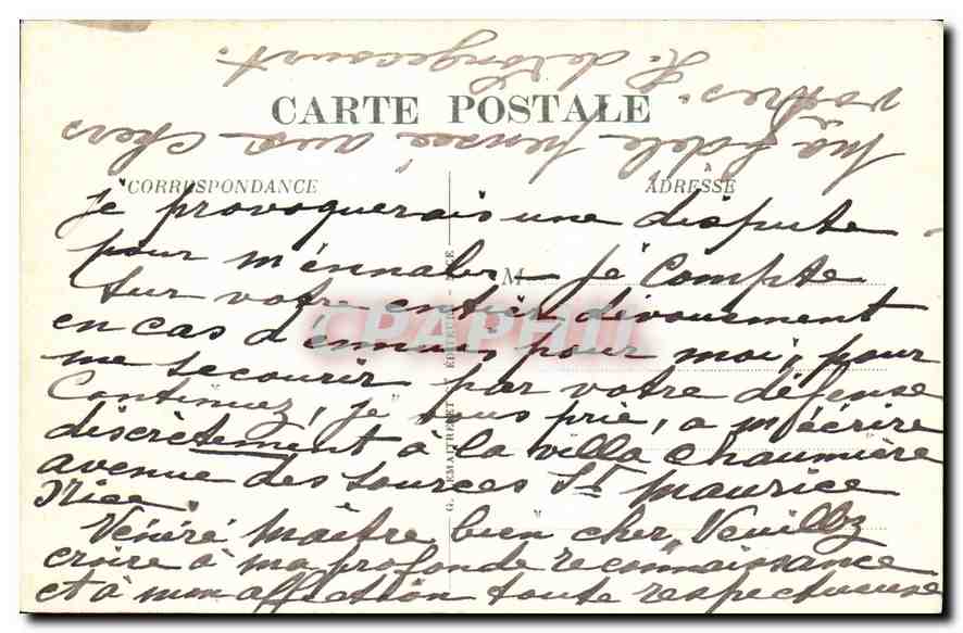 CPA Nice Le Jardin Albert I et le Casino Municipal  — Verso
