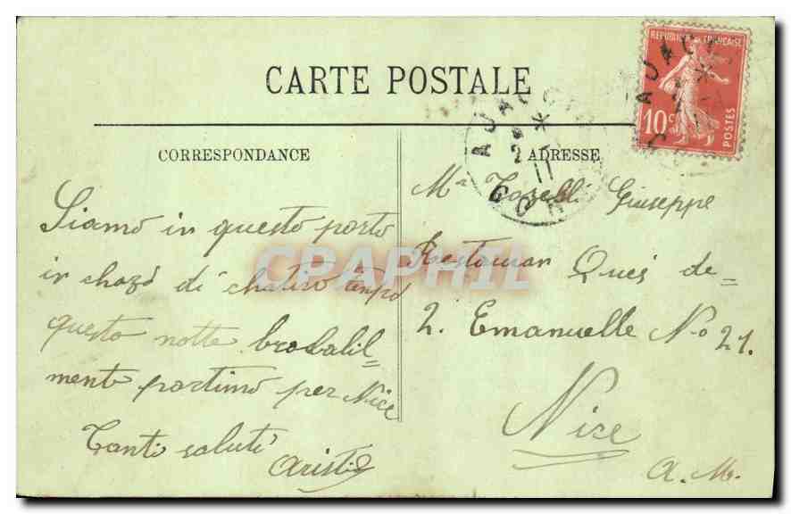 CPA Ajaccio Chateu Baciocchi ancienne residense de Napoleon III  — Rückseite