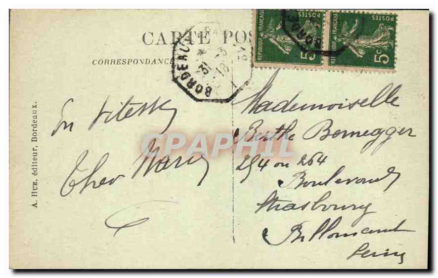 Bordeaux — La Mairie — A.H. 99 Bordeaux — Verso