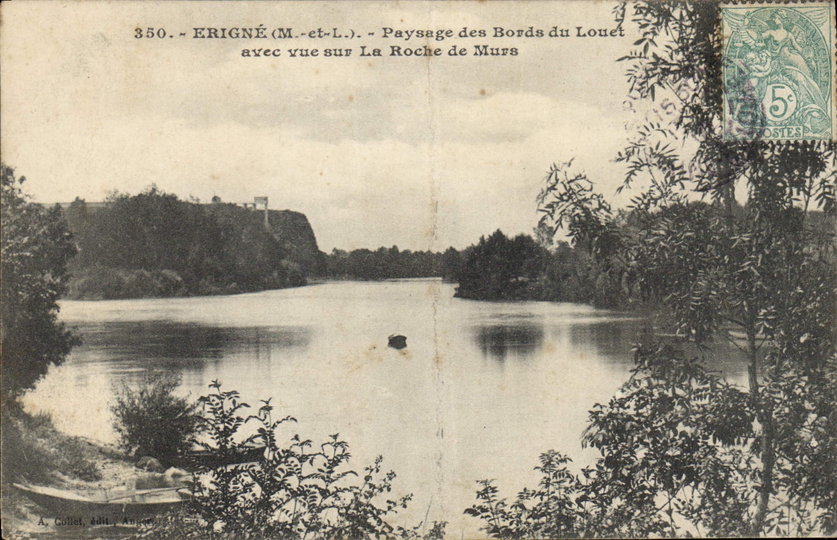 CPA Erigne M et L Paysage des Bords du Louet avec vue sur La Roche de Murs 
