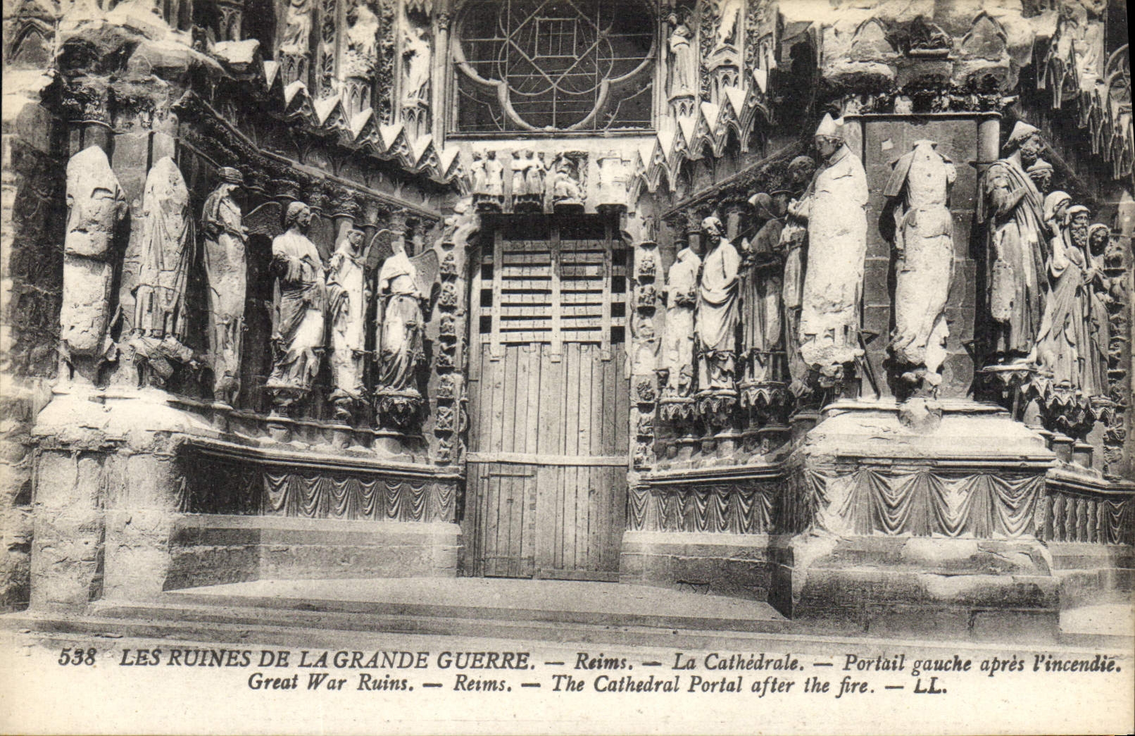 Reims — La Cathédrale — Portail gauche après l'incendie — LL — n° 538