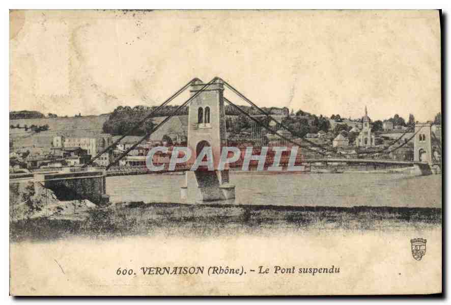 CPA Vernaison Rhone Le Pont suspendu 