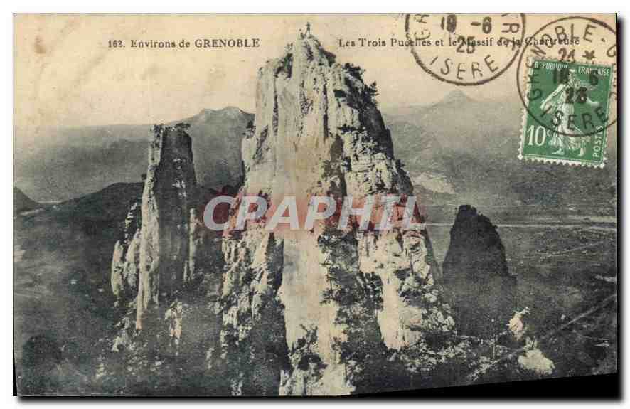 Les Trois Pucelles et le Massif de la Chartreuse — Environ de Grenoble — Éditeur : L. Doutrel, Grenoble