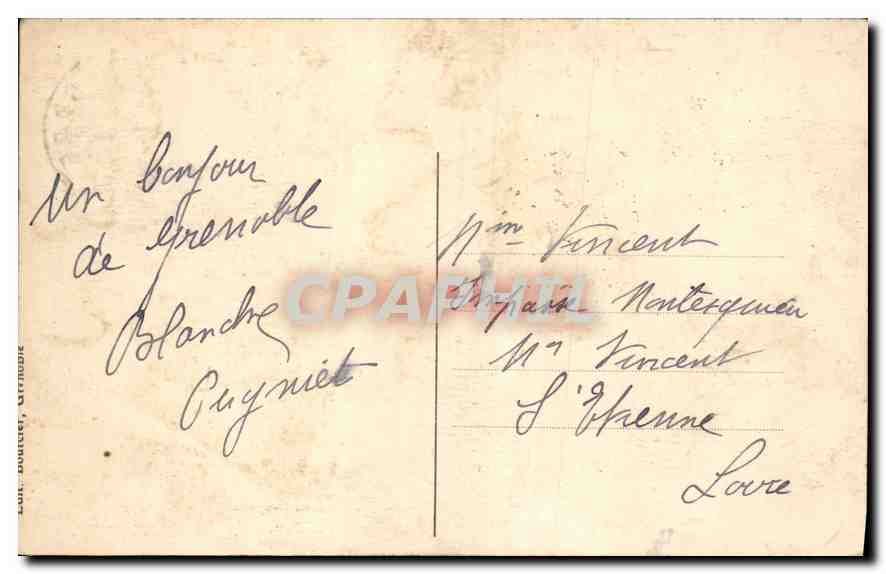 Les Trois Pucelles et le Massif de la Chartreuse — Environ de Grenoble — Éditeur : L. Doutrel, Grenoble — Verso