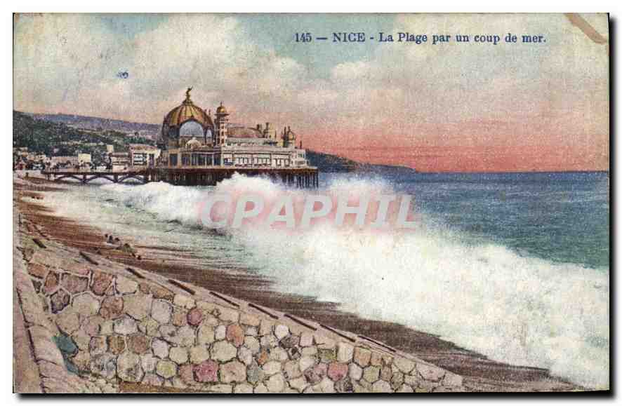 CPA Nice La Plage par un coup de Mer 