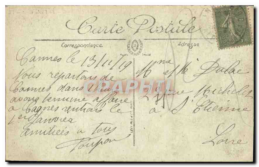 CPA Cannes La Vieille Ville  — Verso
