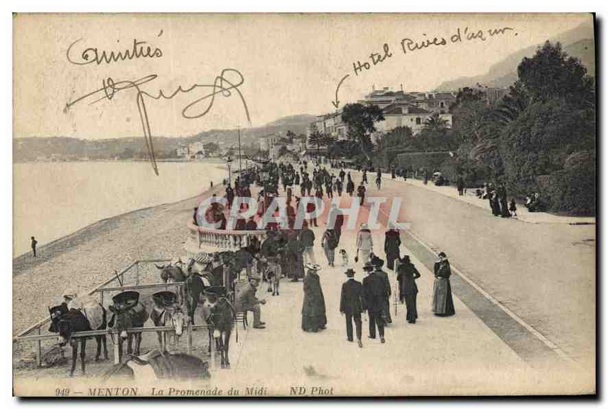 CPA Menton La Promenade du Midi Ane Mule