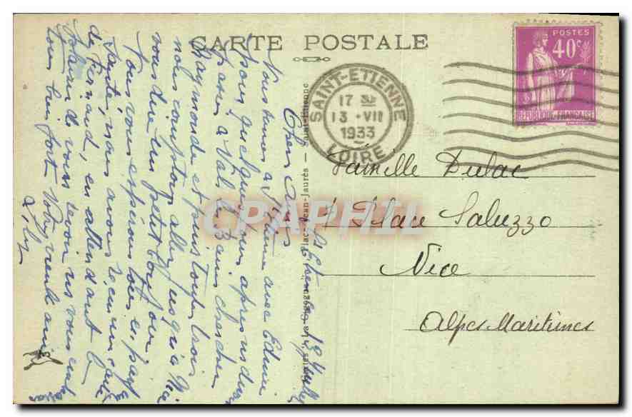 CPA Saint Etienne Place Jean Jaures Daphne  — Rückseite