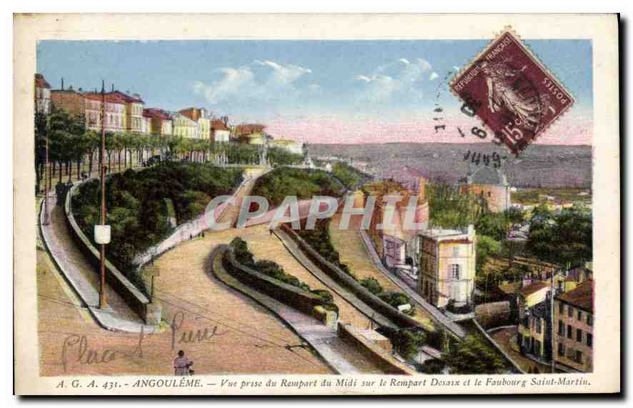 CPA Angouleme Vue prise du Rempart du Midi sur le Rempart Desaix et le Faubourg Saint Martin 