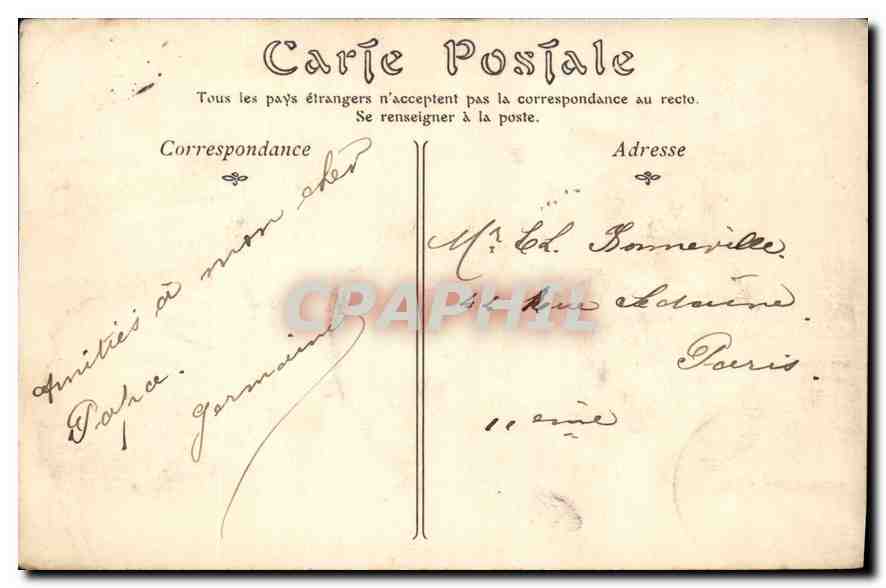 CPA Vichy Palais des Sources les Sources Chomel et Lucas  — Verso