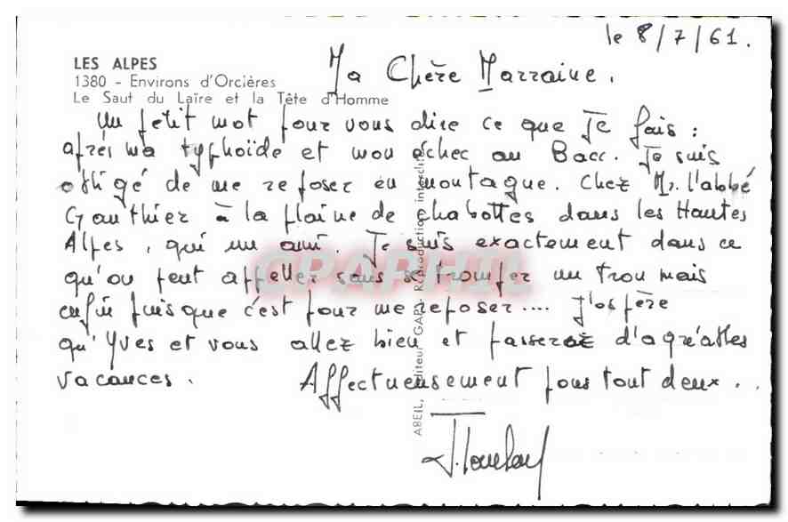 Le Saut du Laire et la Tête d'Homme — Les Alpes — JG — Verso