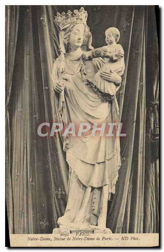 CPA Paris Notre Dame Statue de Notre Dame de Paris 