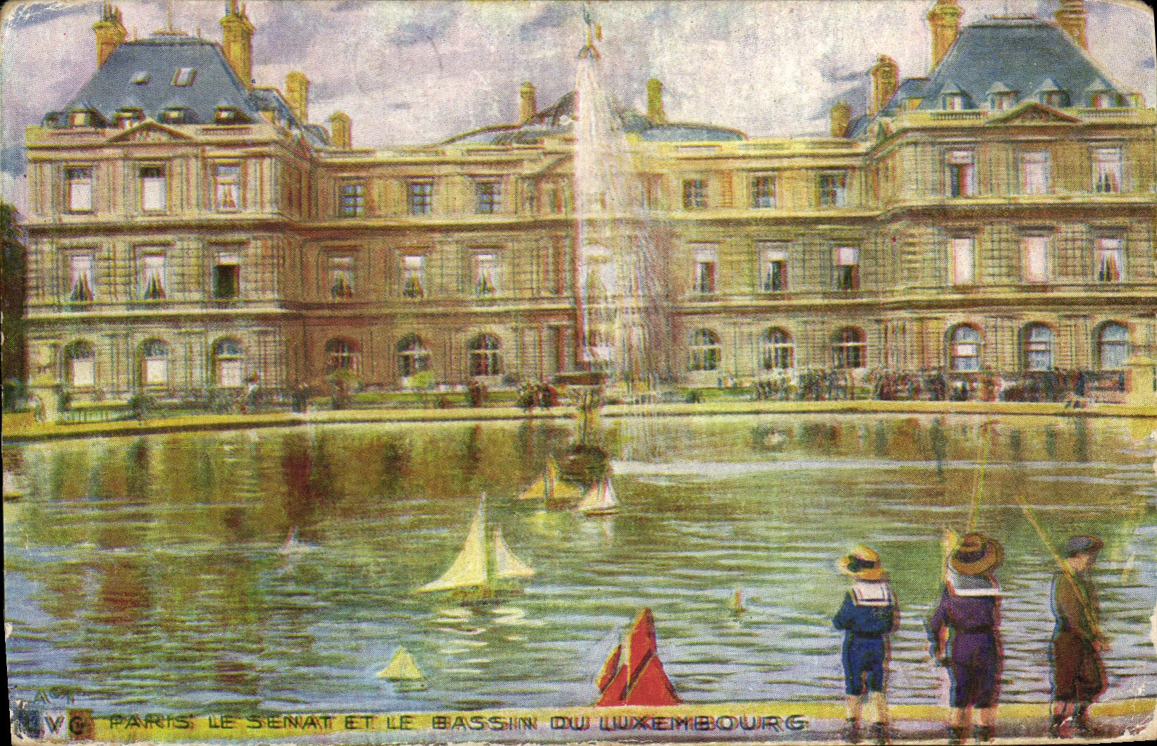 CPA Paris Le Senat et le Bassin du Luxembourg Enfants