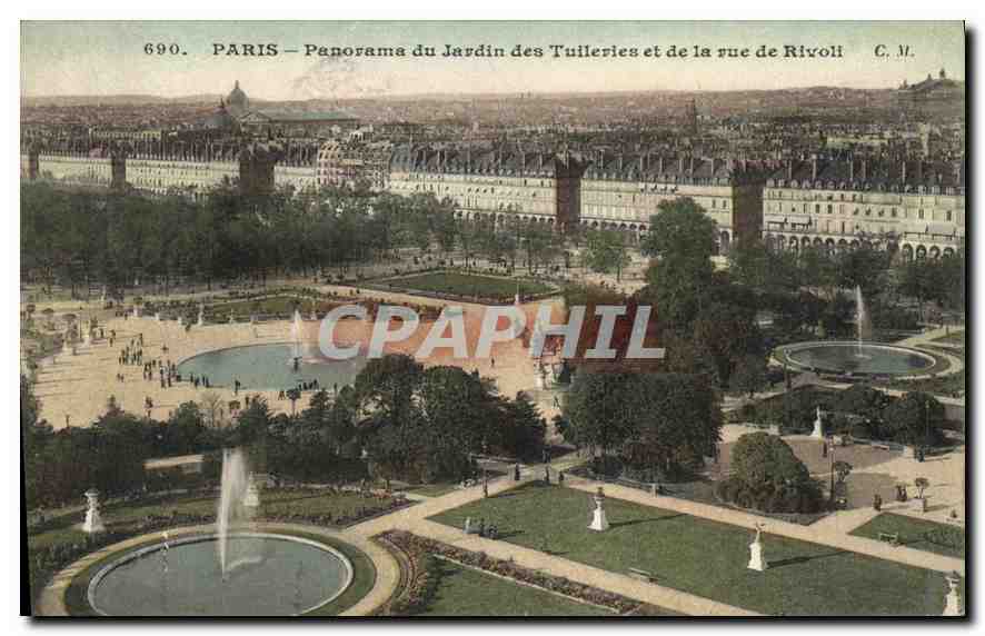 CPA Paris Panorama du Jardin des Tuileries et de la rue de Rivoli 