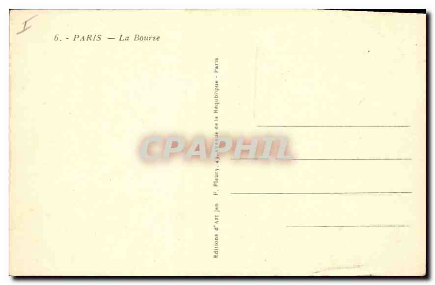 CPA Paris La Bourse  — Verso
