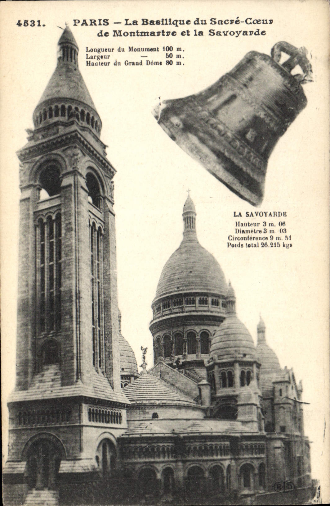 PARIS — La Basilique du Sacré-Cœur et la Savoyarde — E. Le Deley, Paris