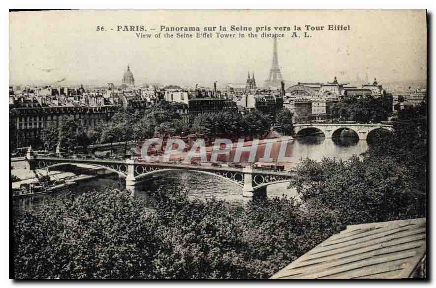 CPA Panorama sur la Seine pris vers la Tour Eiffel 