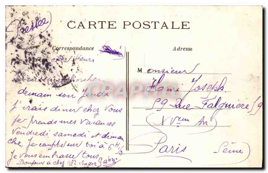 CPA Paris L'Arc de Triomphe du Carrousel  — Rückseite