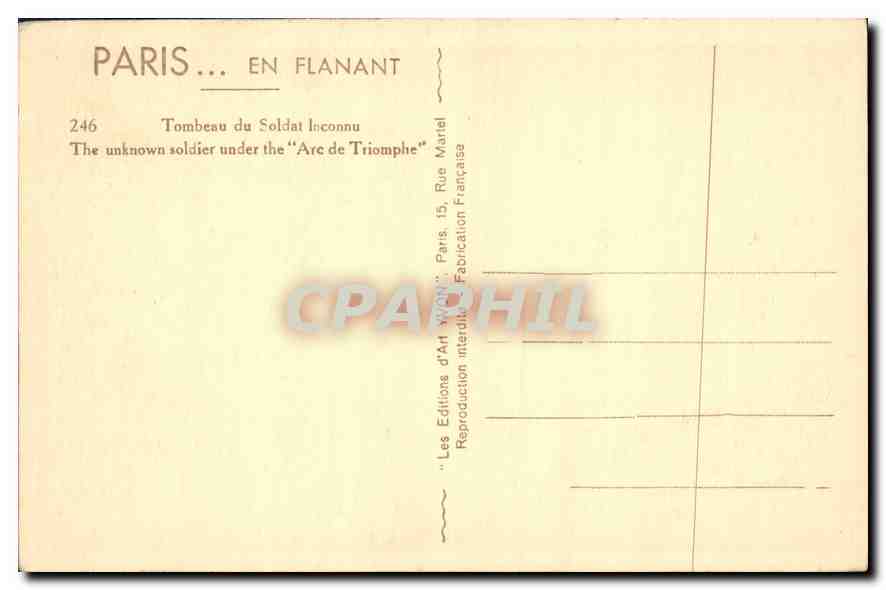 CPA Paris en flanant Tombeau du Soldat Inconnu  — Rückseite