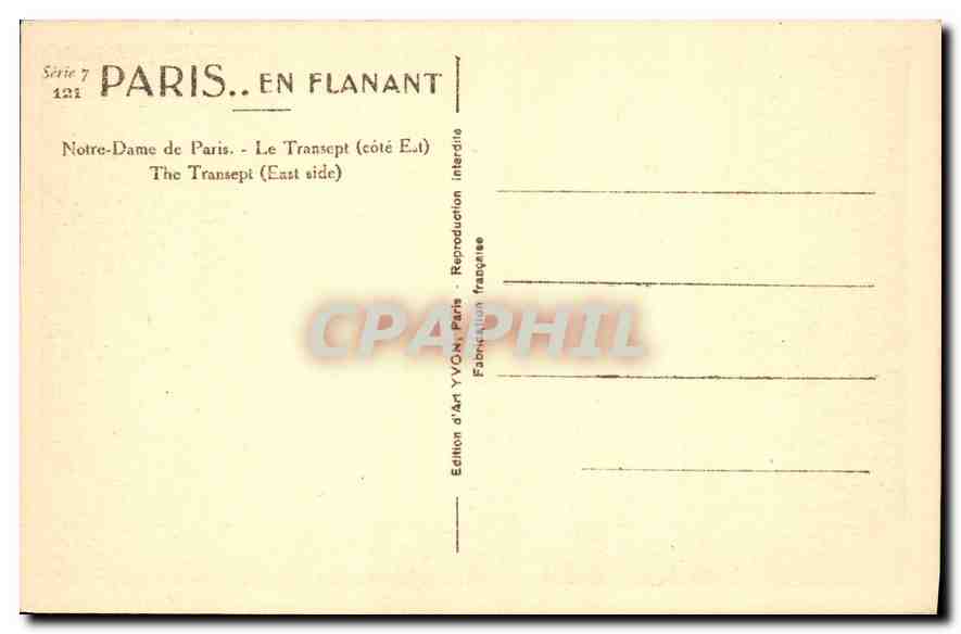 CPA Paris en flanant Notre Dame de Paris Le Transept cote Est  — Verso