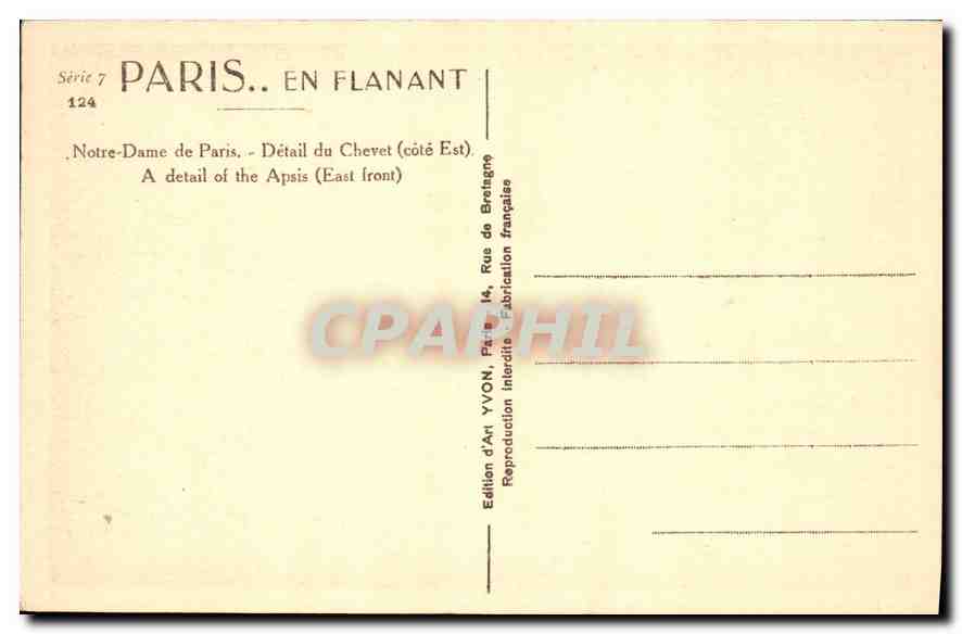 CPA Paris en flanant Notre Dame de Paris Detail du Chevet cote Est  — Verso