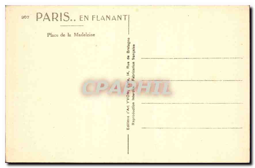CPA Paris en Flanant Place de la Madeleine  — Rückseite