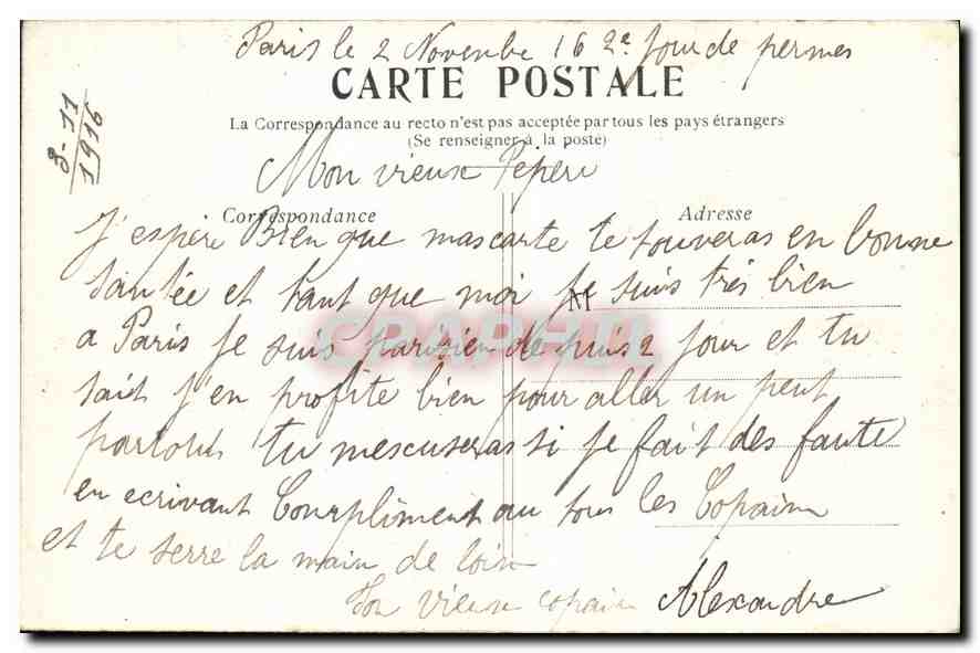 CPA Paris la Gare de l'Est  — Rückseite
