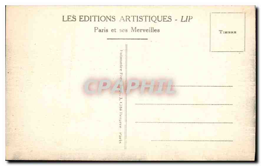 CPA Paris Panorama pris du jardin des Tuileries vers le Sacre Coeur de Montmartre  — Rückseite