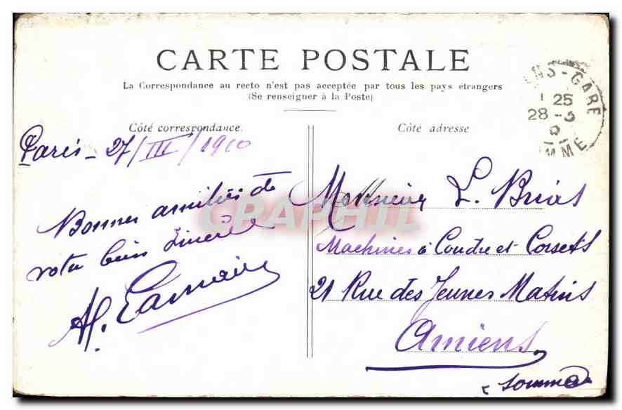 CPA Paris L'Institut et le Pont des Arts  — Rückseite