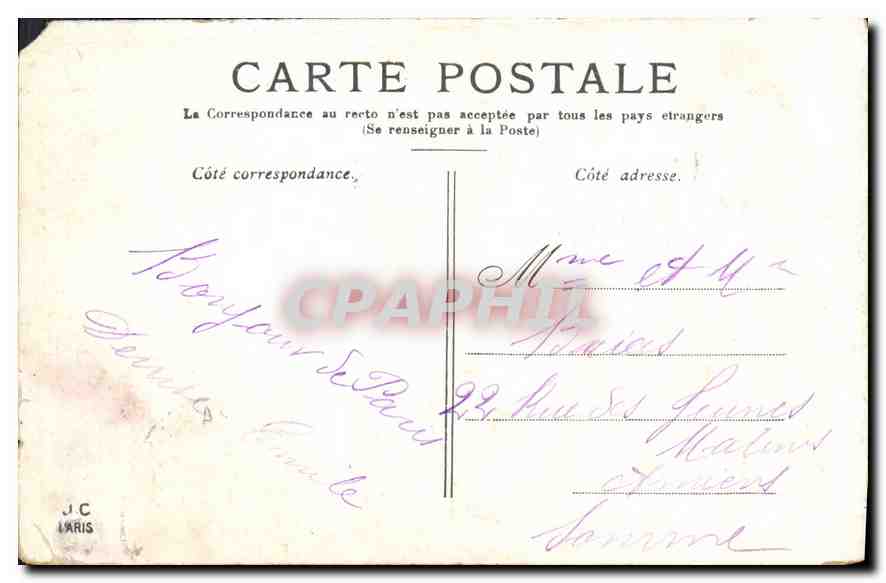 CPA Paris le Petit Palais Champs Elysees  — Rückseite