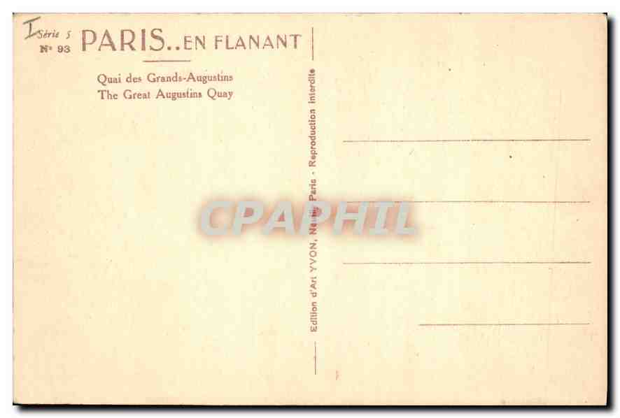CPA Paris en Flanant Qui des grands Augustins  — Rückseite