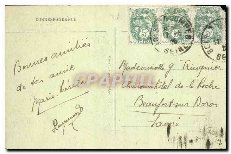 Tarjeta postal antigua París el hotel de Ville Bateau Chocolat Menier — Reverso