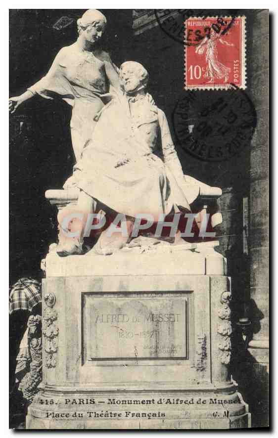 CPA Paris Monument d'Alfred de Musset Place du Theatre Francais 