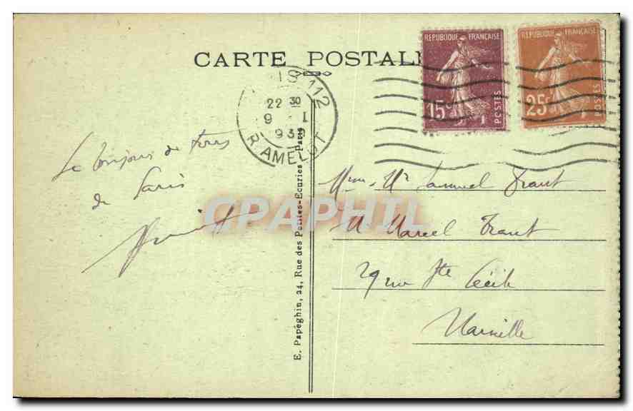 CPA Paris la Bourse  — Verso