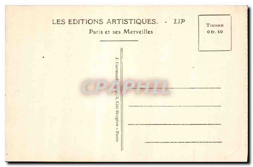 CPA Paris L'Avenue des Champs Elysees et les Chevaux de Marly  — Rückseite