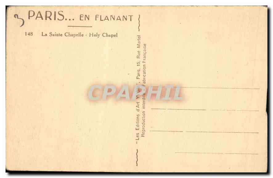 CPA Paris en flanant La Sainte Chapelle  — Rückseite