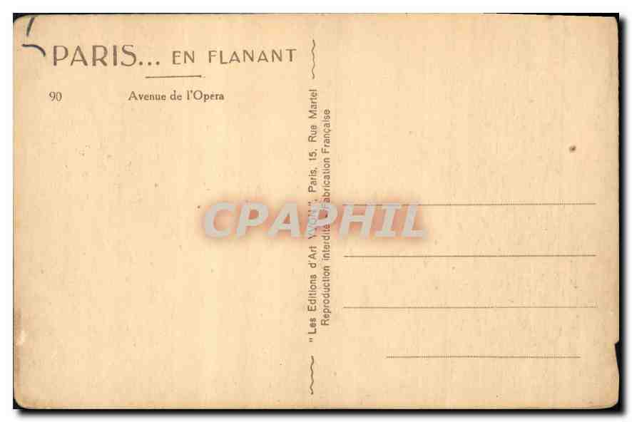 CPA Paris en flanant Avenue de l'Opera  — Verso