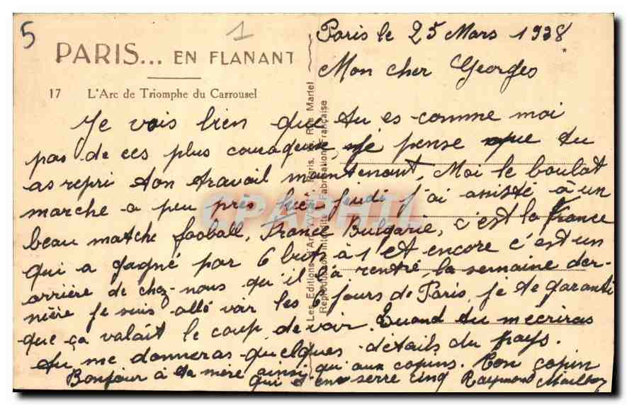 CPA Paris en flanant L'Arc de Triomphe du Carrousel  — Rückseite