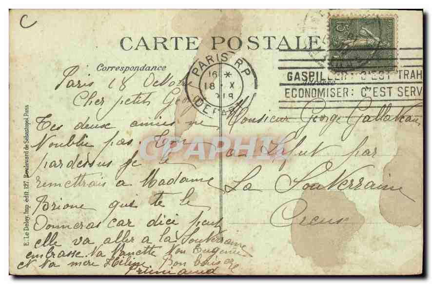 CPA Paris Rue de Rivoli au Louvre  — Rückseite