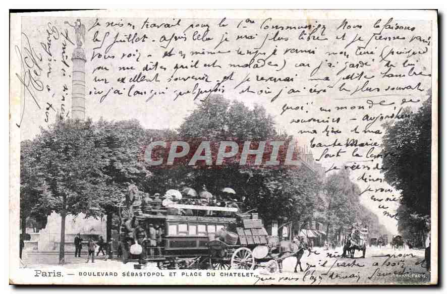 CPA Paris Boulevard Sebastopol et Place du Chatelet 