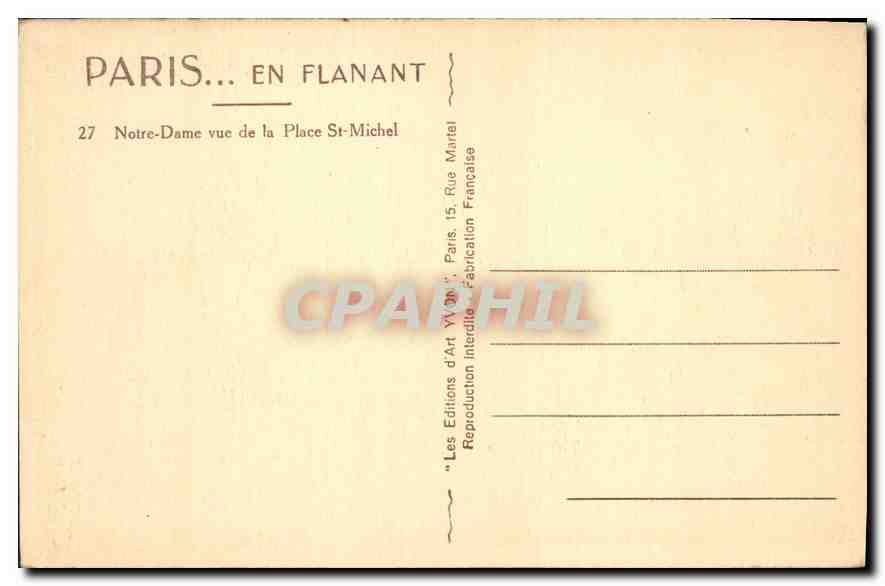 CPA Paris en flanant Notre Dame vue de la Place St Michel  — Verso