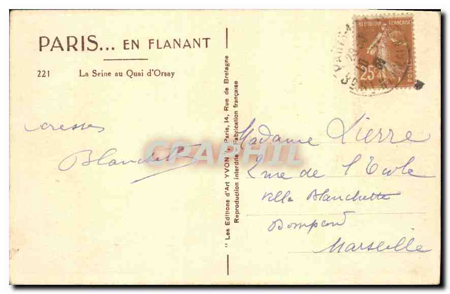 CPA Paris en flanant La Seine au Quai d'Orsay  — Rückseite