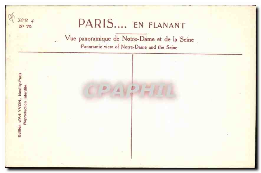 CPA Paris en flanant Vue panoramique de Notre Dame et de la Seine  — Rückseite