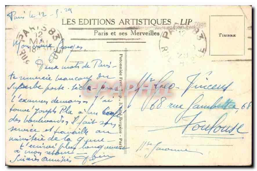 CPA Paris Notre Dame  — Verso