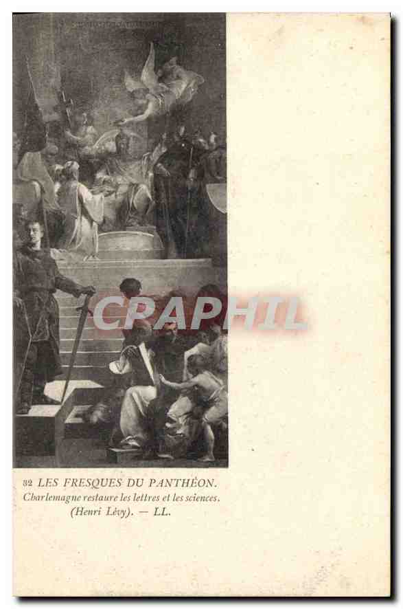 CPA Les Fresques du Pantheon Charlemagne Restaure les Lettres et les Sciences Henri Levy 