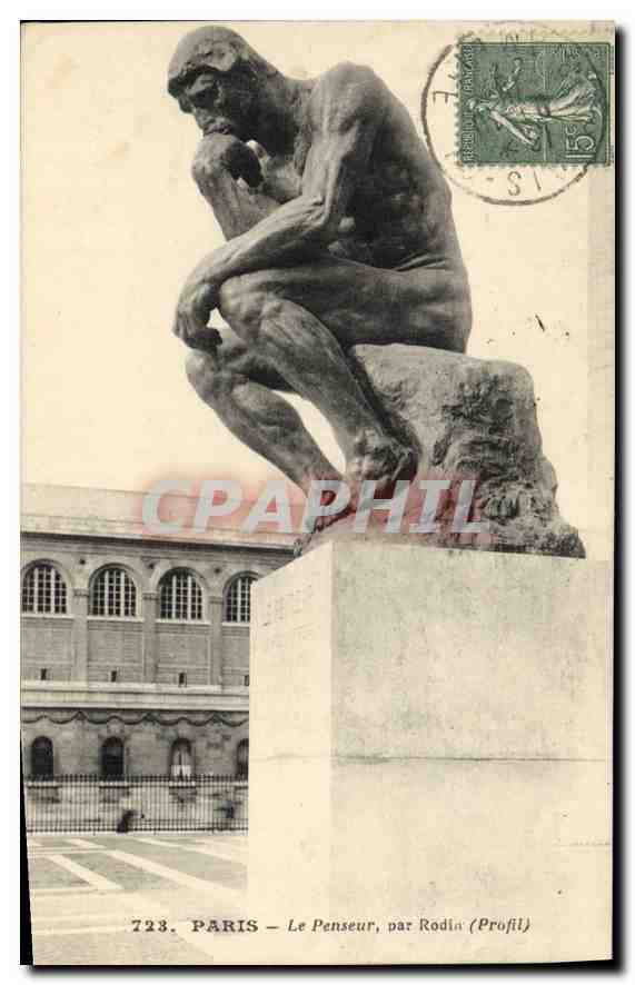 CPA Paris le Penseur par Rodin Profil 